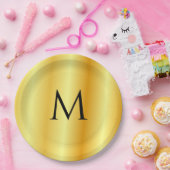 トレンディーモダン金ゴールドエレガントモノグラムのテンプレート ペーパープレート (パーティー)