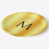 トレンディーモダン金ゴールドエレガントモノグラムのテンプレート ペーパープレート (アングル)