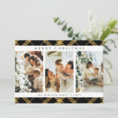 トレンディーモダン金ゴールドタータンチェック格子写真 シーズンカード (スタンド正面)