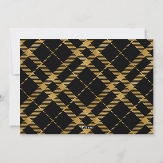 トレンディーモダン金ゴールドタータンチェック格子写真 シーズンカード (裏面)