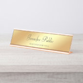 トレンディーモダン金ゴールドテンプレートハンドスクリプト文字 デスクネームプレート (正面)