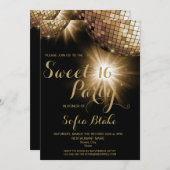トレンディーモダン金ゴールドディスコ 招待状 (正面/裏面)