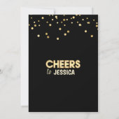 トレンディーモダン金ゴールドブラックサプライズ誕生日パーティー 招待状 (裏面)