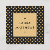 トレンディーモダン金ゴールドブラックドットデザインプロフェッショナル スクエア名刺 (正面)