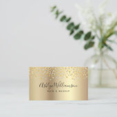 トレンディーモダン金ゴールドヘアーメイクアップアーティスト 名刺 (スタンド正面)