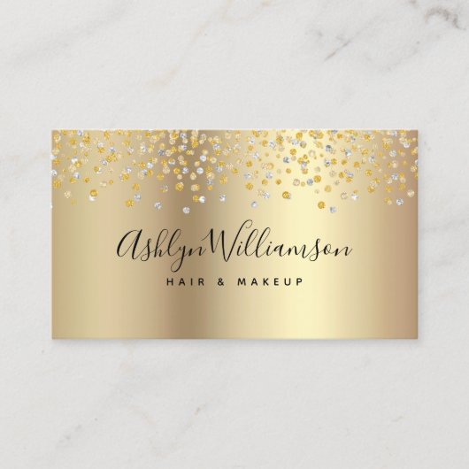 トレンディーモダン金ゴールドヘアーメイクアップアーティスト 名刺 (正面)