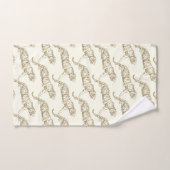 トレンディーモダン金ゴールドベージュタイガーアイボリーホワイト バスタオルセット (ハンドタオル)