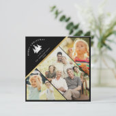 トレンディーモダン金ゴールドメリークリスマスフォトブラック シーズンカード (スタンド正面)