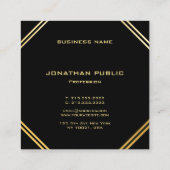 トレンディーモダン金ゴールドモノグラムのエレガントテンプレート スクエア名刺 (裏面)