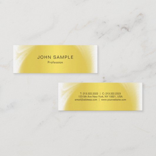 トレンディーモダン金ゴールドルックミニマルデザインプレーン スキニー名刺 (正面/裏面)