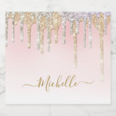 トレンディーモダン金ゴールド及び銀グリッター スパークリングワインラベル (シングルラベル)