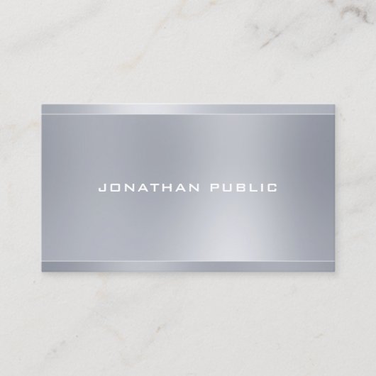 トレンディーモダン銀エレガントテンプレートプロフェッショナル 名刺 (正面)
