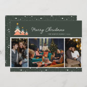 トレンディーモダン雪クリスマスツリー3写真 シーズンカード (正面/裏面)