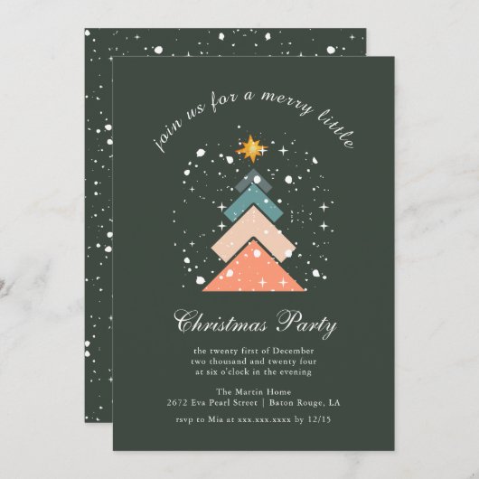 トレンディーモダン雪クリスマスツリー シーズンカード (正面/裏面)