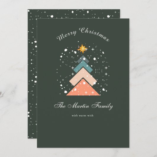 トレンディーモダン雪クリスマスツリー シーズンカード (正面/裏面)
