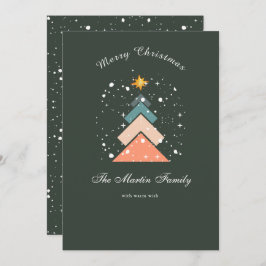 トレンディーモダン雪クリスマスツリー シーズンカード