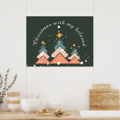 トレンディーモダン雪クリスマスツリー ポスター (キッチン)