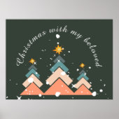 トレンディーモダン雪クリスマスツリー ポスター (正面)