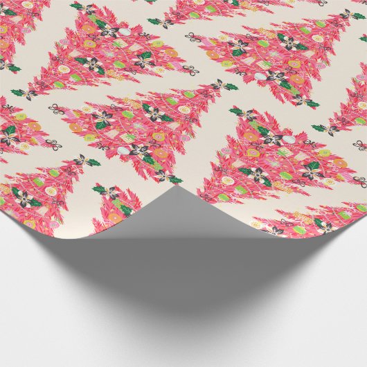 トレンディーモダン鮮やかな色のフェスティバルクリスマスツリー ラッピングペーパー (角)