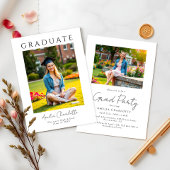 トレンディーモダン2枚写真卒業パーティー 招待状