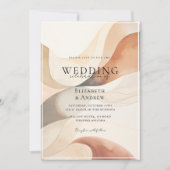 トレンディーモダン、自然色の波結婚、 招待状 (正面)