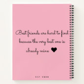 トレンディーモダンBFFフ最高のレンドフォトコラージュピンク ノートブック (裏面)