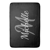 トレンディーモノクロ白黒モノグラム バスマット (正面縦)