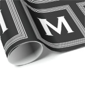 トレンディーモノグラストライプム（白黒A09） ラッピングペーパー (ロールコーナー)