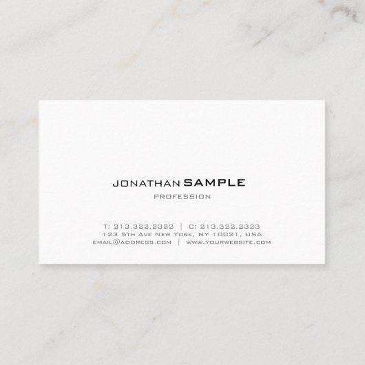 トレンディーモノグラムのエレガントシンプルプレインホワイト 名刺 (裏面)