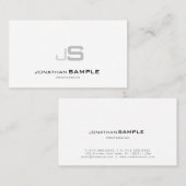 トレンディーモノグラムのエレガントシンプルプレインホワイト 名刺 (正面/裏面)
