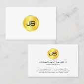 トレンディーモノグラムのテンプレート金ゴールドルックホワイト 名刺 (正面/裏面)