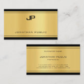 トレンディーモノグラムのブラック金ゴールドルッエレガントク 名刺 (正面/裏面)