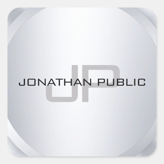 トレンディーモノグラムのモダンエレガントテンプレート スクエアシール (正面)