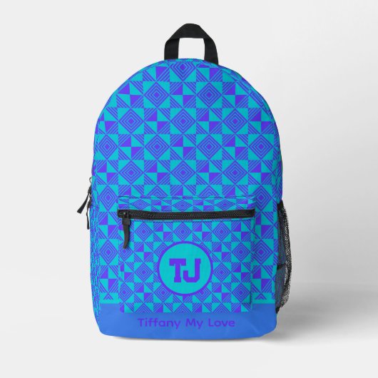 トレンディーモノグラムの名カスタムBackpack プリントバックパック (正面)