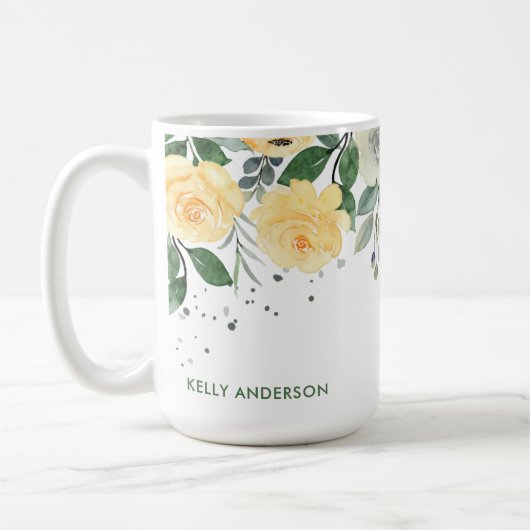 トレンディーモノグラムの植物水彩画 コーヒーマグカップ (左)