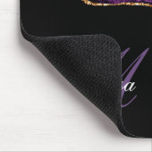 トレンディーモノグラムの紫および金ゴールドグリッター酸 マウスパッド (コーナー)