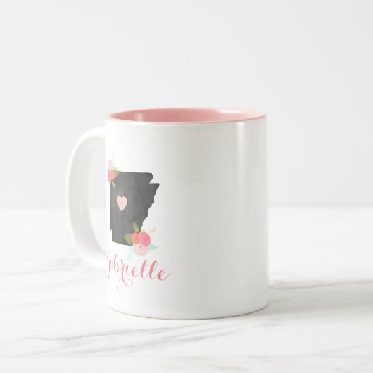 トレンディーモノグラムアーカンソー州可動ハートシティ ツートーンマグカップ (正面左)