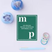 トレンディーモノグラムエメラルドグリーンバジェット日付を保存 チラシ (シングル)