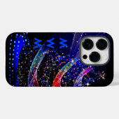 トレンディーモノグラムグリッタークリスマスツリーネイビー Case-Mate iPhoneケース (裏面 (横))