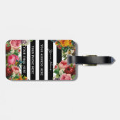 トレンディーモノグラムストライプバラ花金ゴールドグリッター ラゲッジタグ (裏面横)