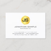 トレンディーモノグラムテンプレート金ゴールドルックホワイトモダン 名刺 (裏面)