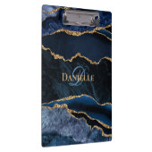 トレンディーモノグラムネイビーブルー金ゴールドアゲート クリップボード (右)