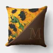 トレンディーモノグラムヒマワラギク金ゴールド クッション (正面)