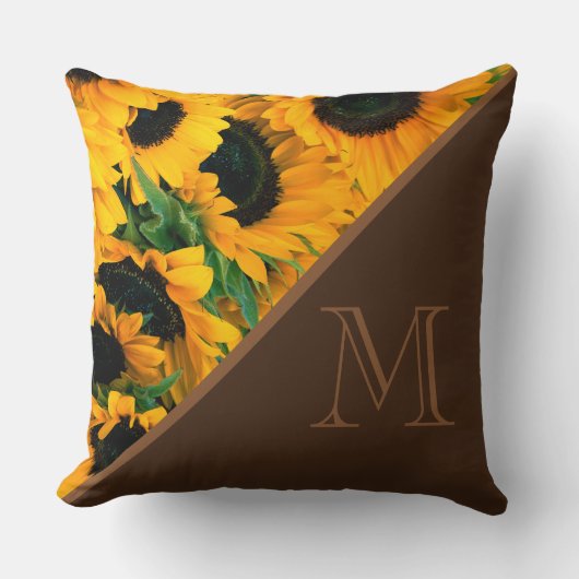 トレンディーモノグラムヒマワラギク金ゴールド クッション (正面)