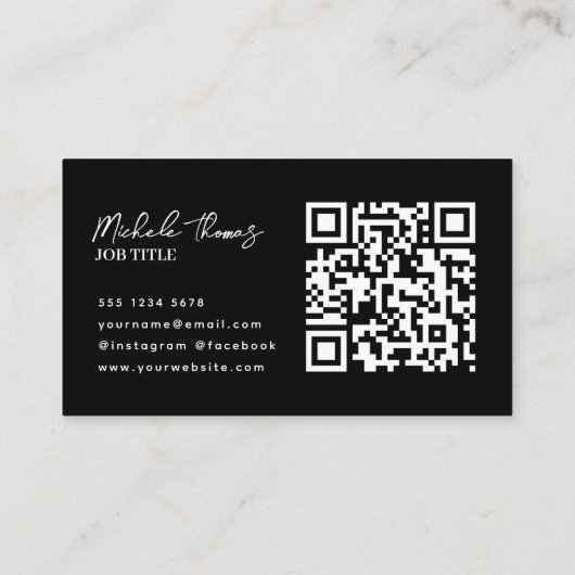 トレンディーモノグラムミニマルモダンリストブラックスクリプト 名刺 (裏面)