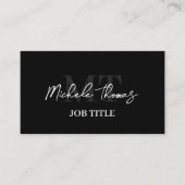 トレンディーモノグラムミニマルモダンリストブラックスクリプト 名刺 (正面)
