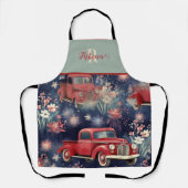 トレンディーモノグラムヴィンテージレッドトラック エプロン (正面)