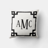 トレンディーモノグラム白黒ギリシャ鍵 クッション (裏面)