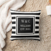 トレンディーモノグラム白黒ストライプ クッション (ブランケット)