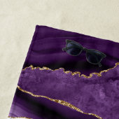 トレンディーモノグラム金ゴールド及び紫アゲート ビーチタオル (インサイチュ)